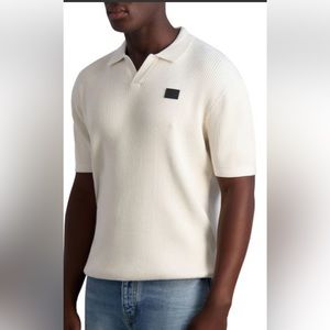 Karl Lagerfeld Men’s short sleeve Johnnie collar ribbed knit polo/New & Sample